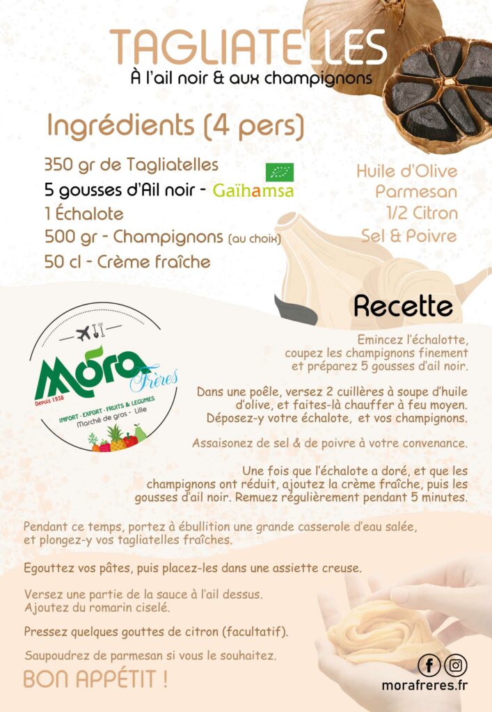 Recette Tagliatelle, Ail noir